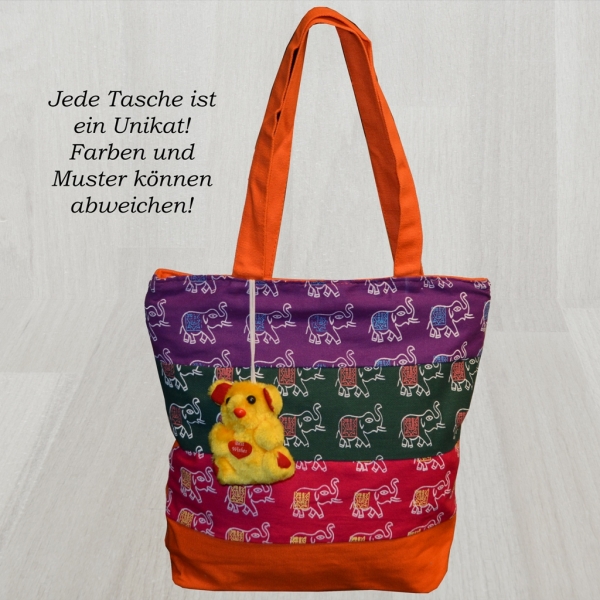 flevado Schultertasche Damen/ Kinder Umhängetasche mit Bärchen Elefanten Druck bunt